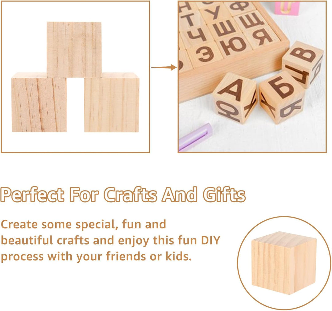 30 Stück Holzwürfel 5x5x5cm – Natur Holzklötzchen zum Basteln & Bemalen – Unbehandeltes Kiefernholz