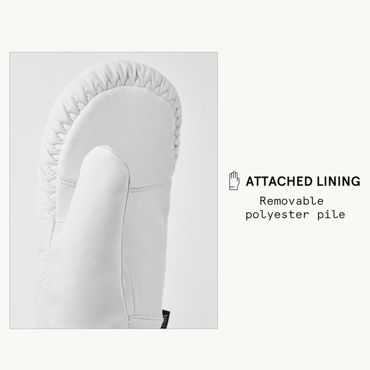 Hestra Winter-Skihandschuhe: Herren und Damen Leder-Box-Fäustlinge für kaltes Wetter Gebrochenes Wei