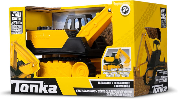 Tonka Basic Fun Mini Steel Classics Bagger – Stahlkonstruktion, beweglicher Greifkorb, Reiten Raupen