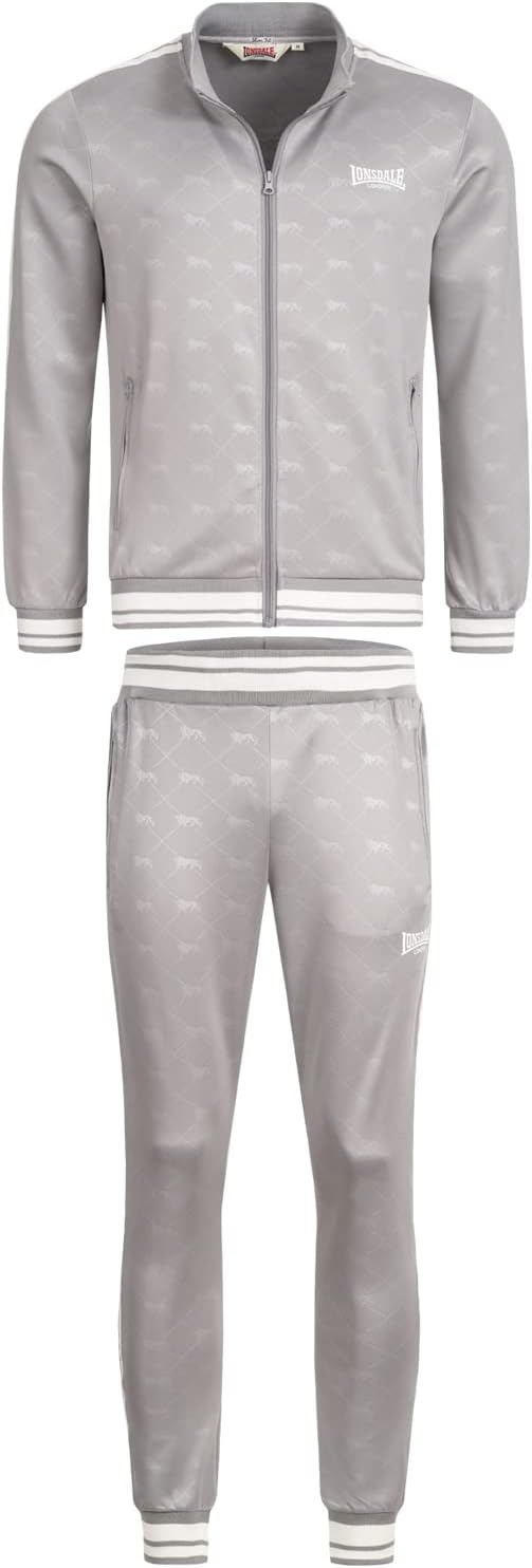Lonsdale ASHWELL Herren Trainingsanzug schmale Passform S Grey/White, S Grey/White