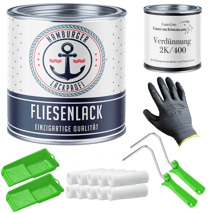 Hamburger Lack-Profi Fliesenlack GLÄNZEND Minzgrün RAL 6029 Grün Fliesenfarbe für Bodenfliesen &amp; Wan