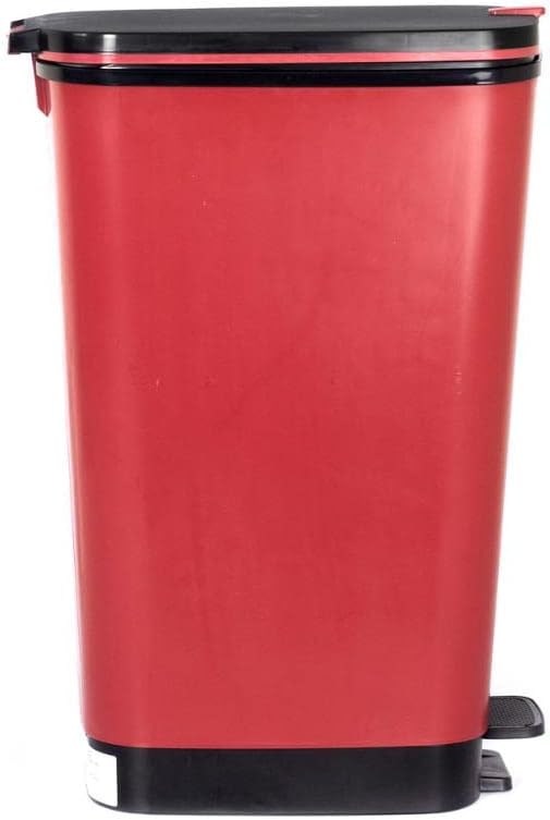 CURVER KIS Chic Bin Style Treteimer 45l mit Deckel und Pedal, Müllbeutelaufhängung, paprika, 29 x44,