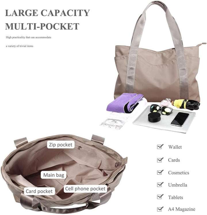 NICOLE &amp; DORIS Damen Handtasche Nylon Schultertasche Umhängetasche Gross Shopper Tasche mit Reissver