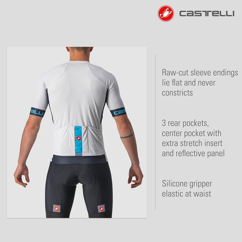 CASTELLI Herren Entrata Vi Jersey Sweatshirt XXL Silbergrau/Savile Blue-blu Sk, XXL Silbergrau/Savil