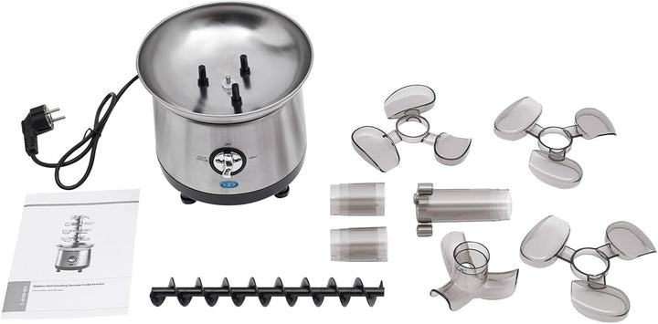 4-stufiger Schokoladenbrunnen, 1.2L Elektrischer Schoko Brunnen Edelstahl, Schokofondue für Familien