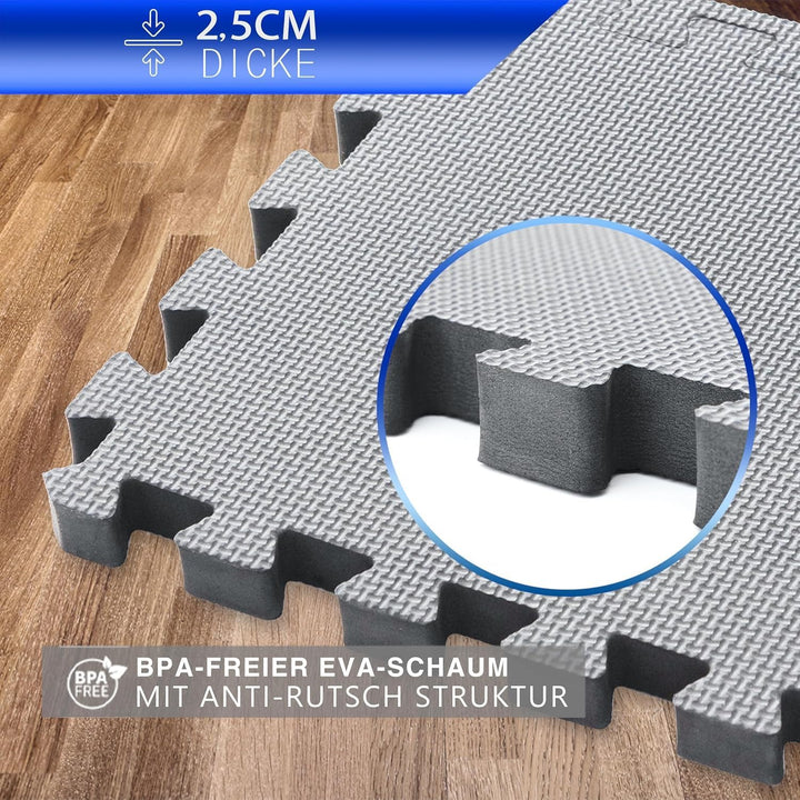 Eva Puzzlematte 2,5cm extra dick – 150% mehr Schutz – Fitnessmatte Bodenschutzmatte rutschfest – 32x