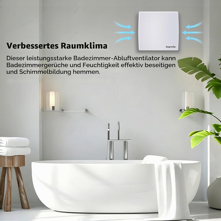 Aygrochy 100mm Badlüfter mit EU Stecker, Abluftventilator Leiser mit Rücklaufklappe, geringer Energi