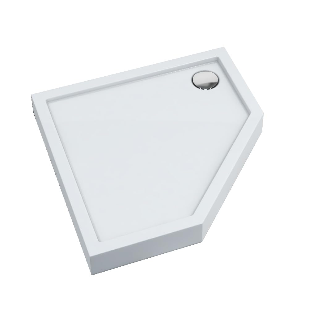 AQUABAD Duschwanne/Duschtasse | Ultima mit LeakProtect Technologie Smooth White 90x90cm Fünfeck 90 x
