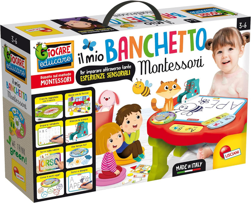 Liscianigiochi 97166 Montessori Mein Bankett der Lernspiele, Marker Schreiben und Löschen, Mehrfarbi