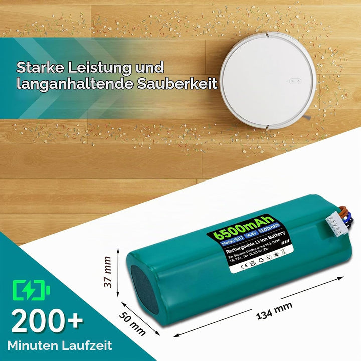 6500mAh 14.4V Ersatz Akku für Deebot N10 N20 N30 Pro/Max/Plus, für Ecovacs T30 Omni, für Ecovacs Dee