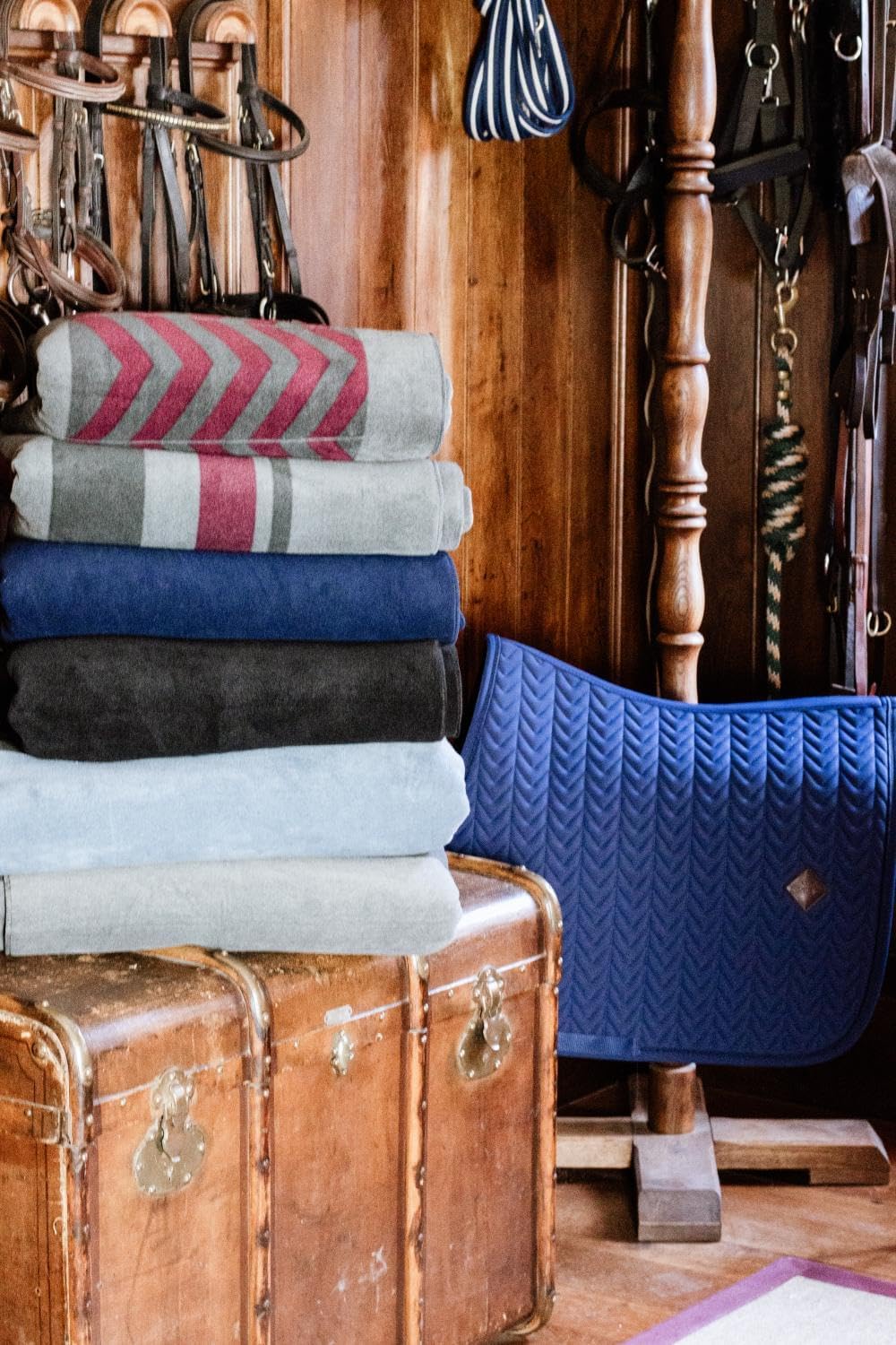 Kentucky Horsewear Fleecedecke Square Stripes Heavy - Schwarz/Grau Black/Grey, Black/Grey