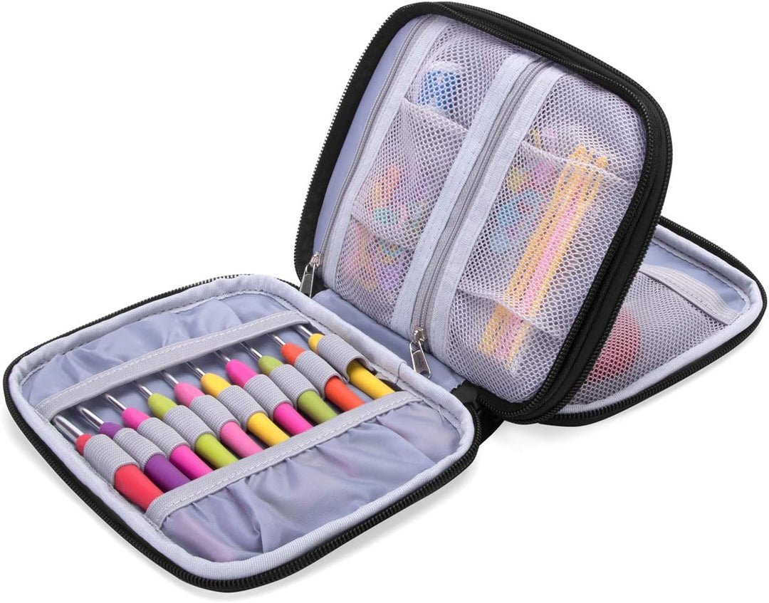 Damero Häkelnadeln-Tasche, Stricktasche für Stricknadeln, Handarbeitstasche für Haken, Stricken, Gra