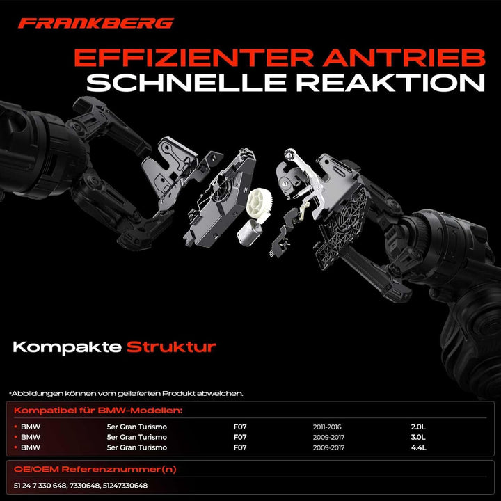 Frankberg Heckklappenschloss Kofferraum Türschloss Hinten Kompatibel mit 5er GT F07 Schrägheck 2009-