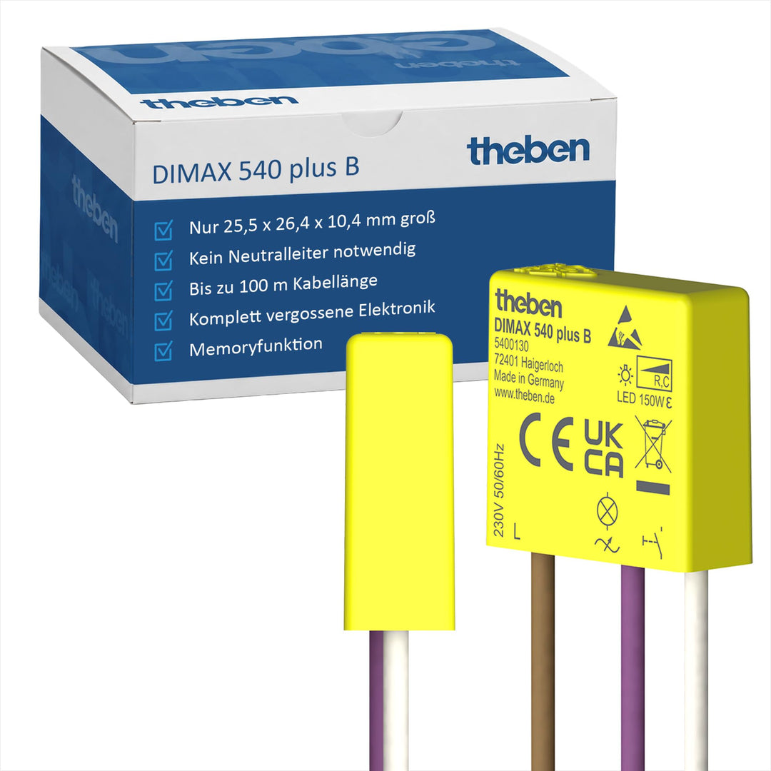 Theben 5400130 DIMAX 540 plus B Unterputz Dimmer I UP-Dimmer I R- und C-Lasten I 230 V AC I ohne Nul