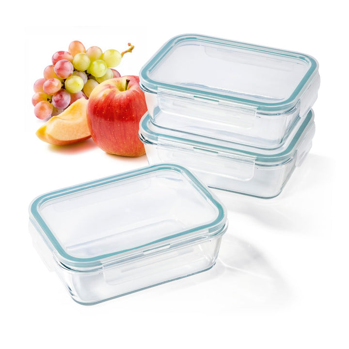 GOURMETmaxx Glas-Frischhaltedosen Klick-It 3 Dosen 900 ml | Als Brotdose oder für Meal Prep | Spülma