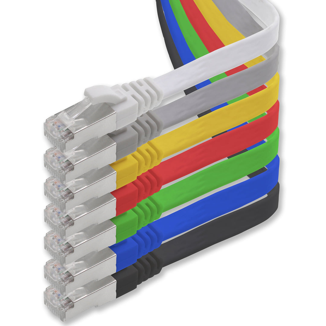 1aTTack.de 3m - 7-Farben - 7 Stück CAT.7 Gigabit Ethernet LAN Flachband Flachbandkabel (RJ45) Netzwe