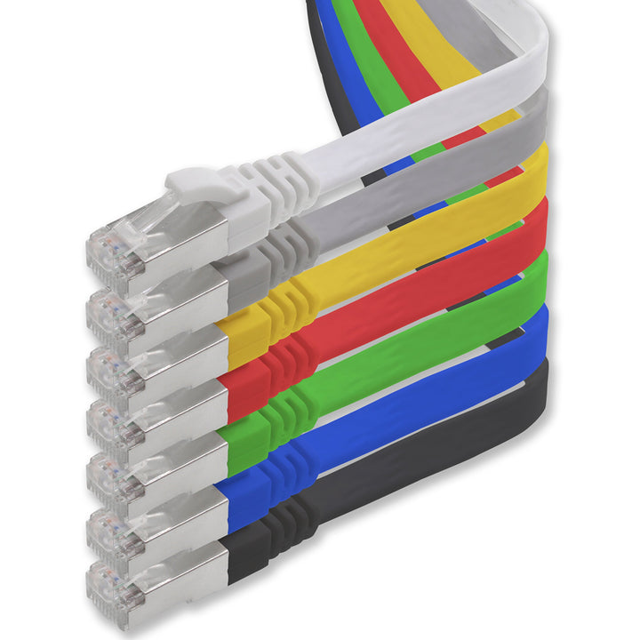1aTTack.de 2m - 7-Farben - 7 Stück CAT.7 Gigabit Ethernet LAN Flachband Flachbandkabel (RJ45) Netzwe