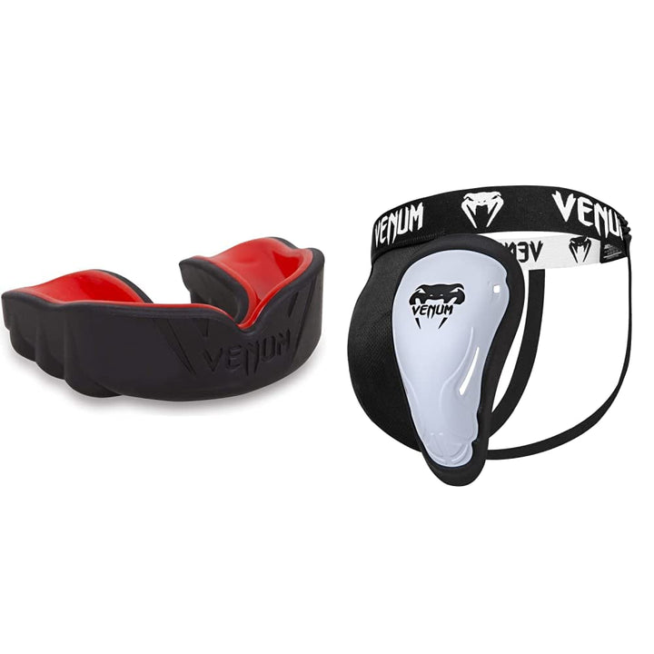 Venum Erwachsene Tiefschutz Challenger Schwarz/Rot L Tiefschutz + Zahnschutz Schwarz/Rot, Schwarz/Ro