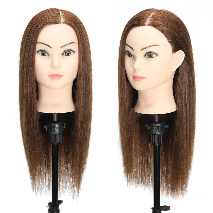 Mannequin-Kopf, 80% Echthaar, 45,7-50,8 cm, Trainingskopf, Kosmetologie, Puppenkopf, Übungskopf für