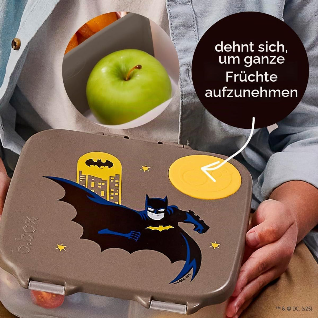 b.box Batman Brotdose | Grosse Bento-Box mit 4 Fächern (2 auslaufsicher), herausnehmbarer Trenner, G