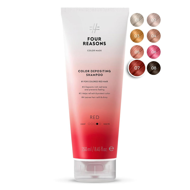 FOUR REASONS Farbmasken-Shampoo – Sulfatfreies, tonisierendes rotes Shampoo für rotes Haar – Farbabl
