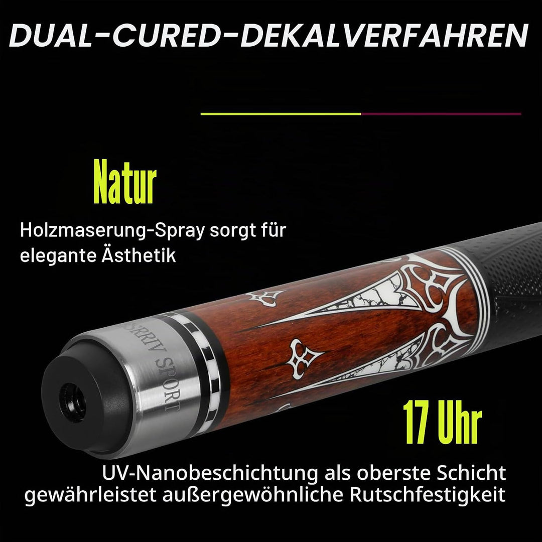 Carbon Fiber Pool Cue Stick 20-21 oz, Professional 13mm Leather Tip, 3/8 * 8 Joint, Includes Cue Cas