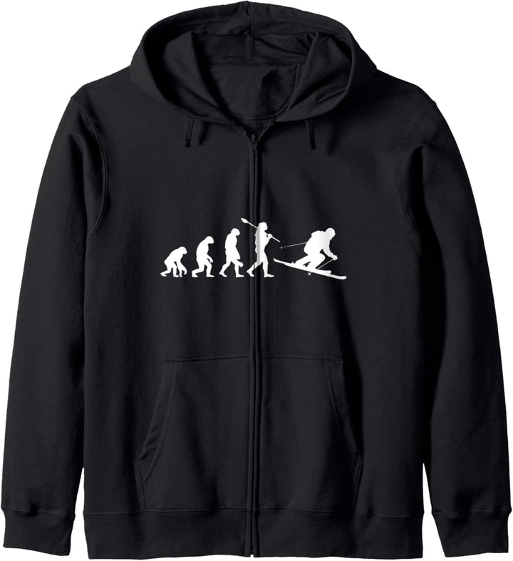 Ski und Evolution des Skifahrers Kapuzenjacke