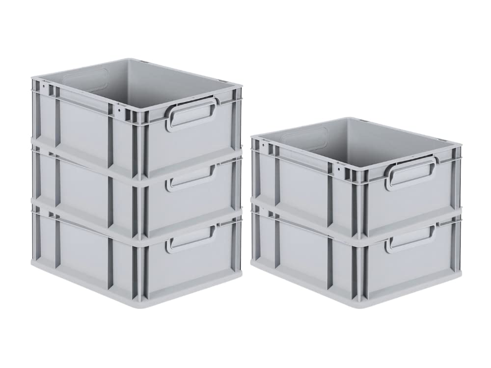 PROREGAL SuperSparSet 5x Eurobox NextGen Grip | HxBxT 17x30x40cm | 16 Liter | Griffe geschlossen | G