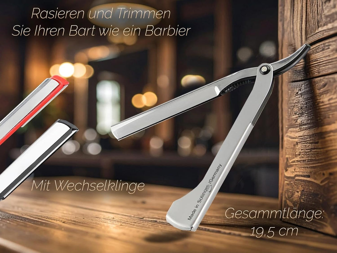 Rasiermesser mit Wechselklingen aus Solingen Bartmesser Made in Germany Rasier-Set für Herren mit Kl