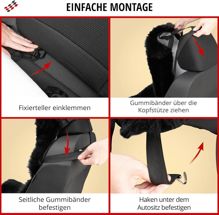 Walser Premium Lammfell Sitzauflage Marla, 100% Lammfell Autositz Sitzauflage mit 5cm Wollhöhe, Sitz