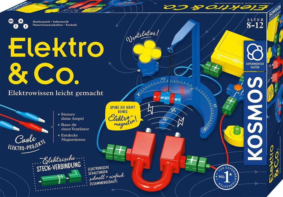 KOSMOS 620639 Elektro & Co. Elektro-Wissen leicht gemacht, Einsteiger-Experimente zu Strom, Magnete,