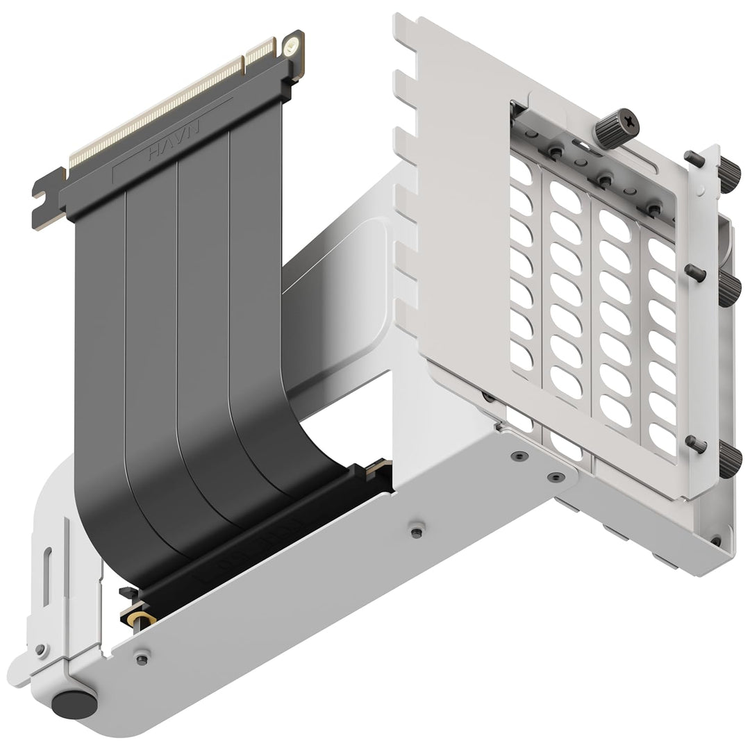 HAVN Universal Vertical GPU Kit Weiss – Vertikale Grafikkarten-Halterung mit PCIe 5.0 Riser-Kabel (1