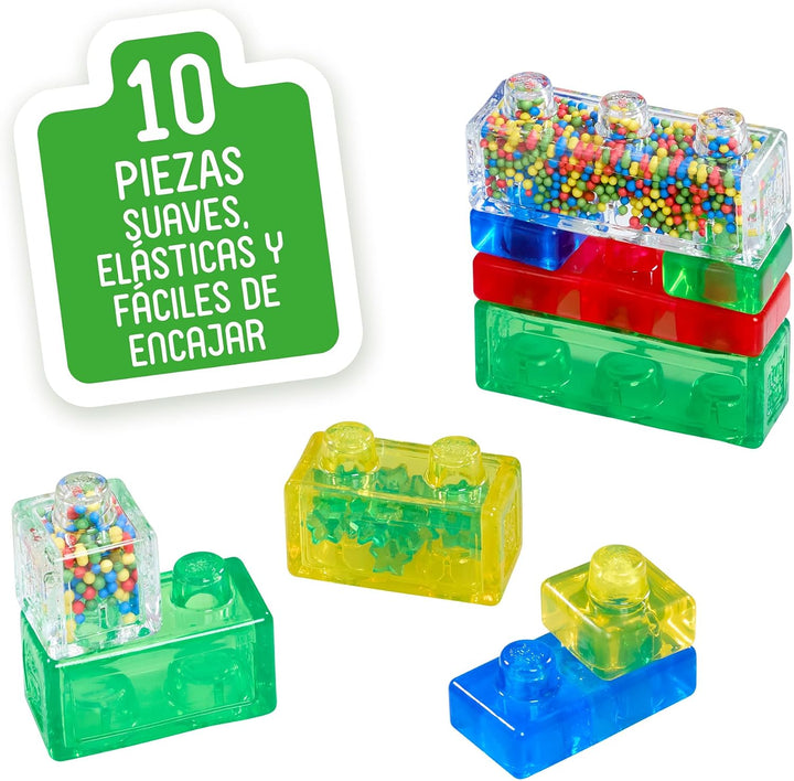 Bizak Jelly Blox Kreativ-Set, 10-teilig, sensorisches Baustein-Set mit weichen und bunten Bausteinen
