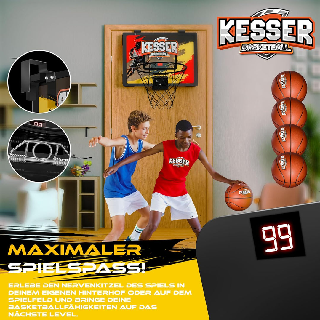 KESSER® Mini-Basketballkorb fürs Zimmer & Büro | Tür-Basketballkorb Indoor & Outdoor | Basketball-Bo