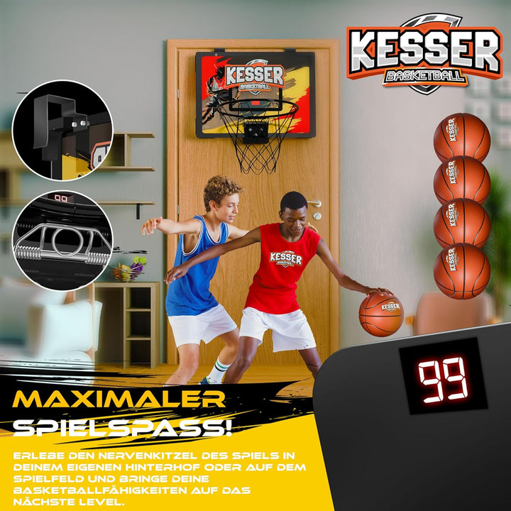 KESSER® Mini-Basketballkorb fürs Zimmer & Büro | Tür-Basketballkorb Indoor & Outdoor | Basketball-Bo