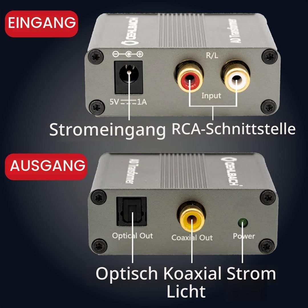 OEHLBACH AD Transformer - Stereo Audio Signalwandler Analog zu Digital Konverter (RCA Cinch auf Koax