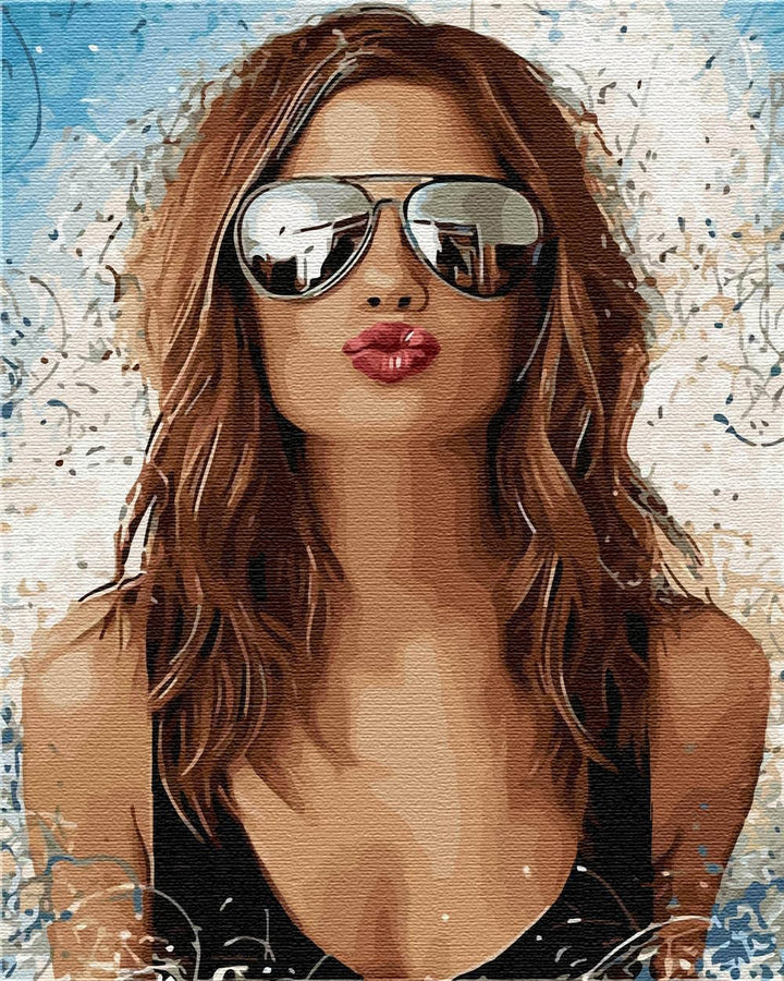Artnapi Malen nach Zahlen Erwachsene mit Rahmen | DIY Handgemalt | Dame mit Brille | Kit für Anfänge