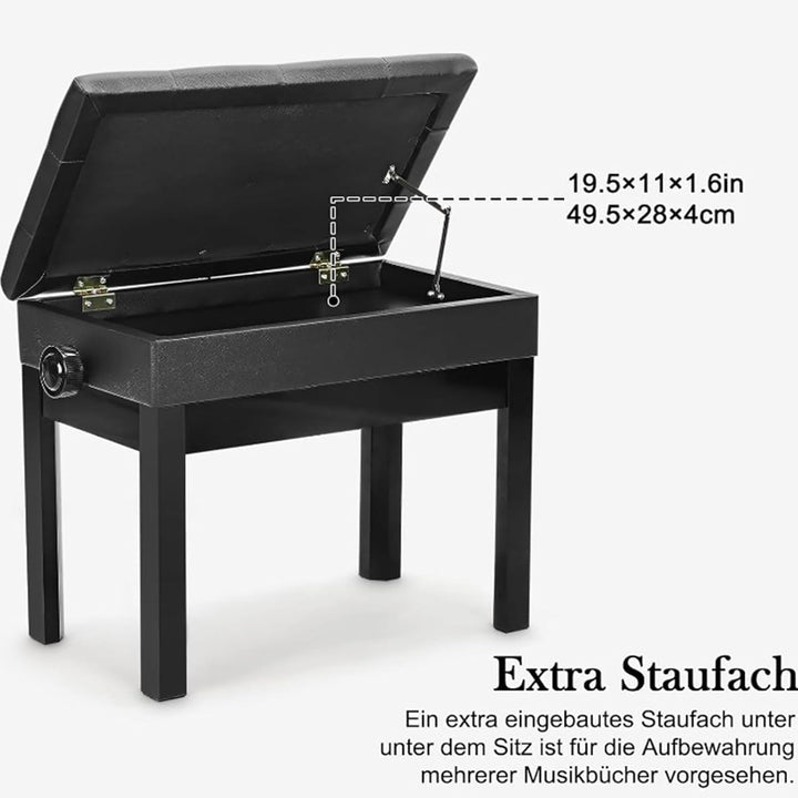 Allright Klavierhocker Keyboard Bank Klavierbank Keyboardbank Schminkhocker Hocker mit Stauraum Schw