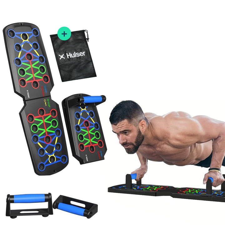 Hulser Liegestütze Brett - 14 in 1 - Faltbares Liegestütz-Brett - Push-up board für Krafttraining -