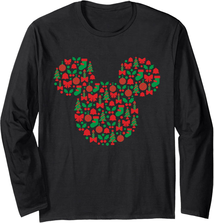 Disney Mickey Mouse Icon Red and Green Holiday Langarmshirt