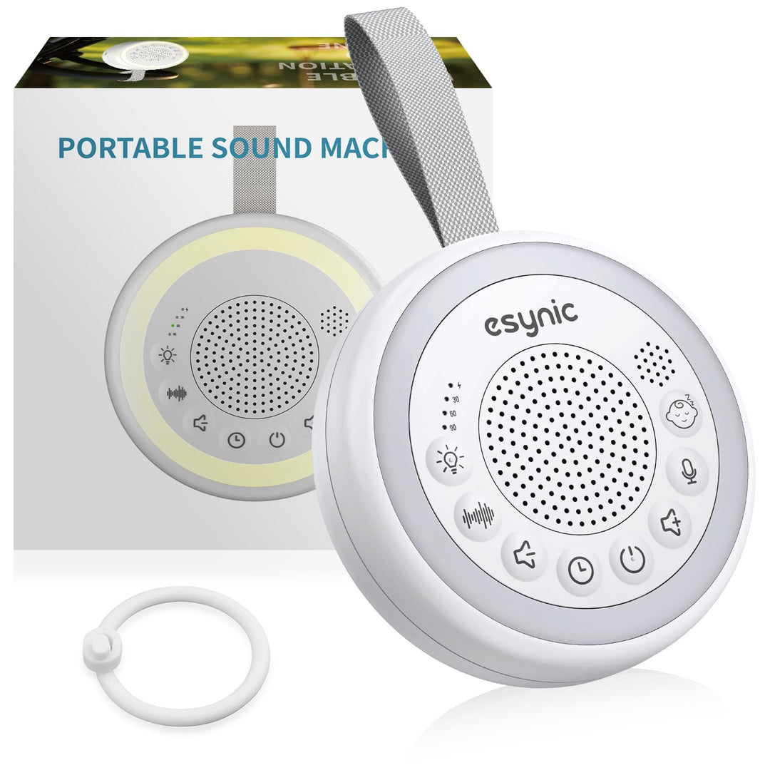 eSynic White Noise Machine für Baby Einschlafhilfen Kinder Weisses Rauschen Machine 24 Sound Weinen-