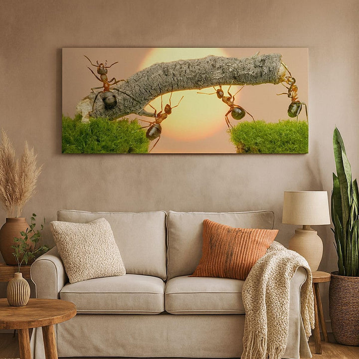 Wandbilder Dekoration Wohnzimmer Tiere Ameisen Brücke Natur Panorama Bilder auf Leinwand 120x50cm Le