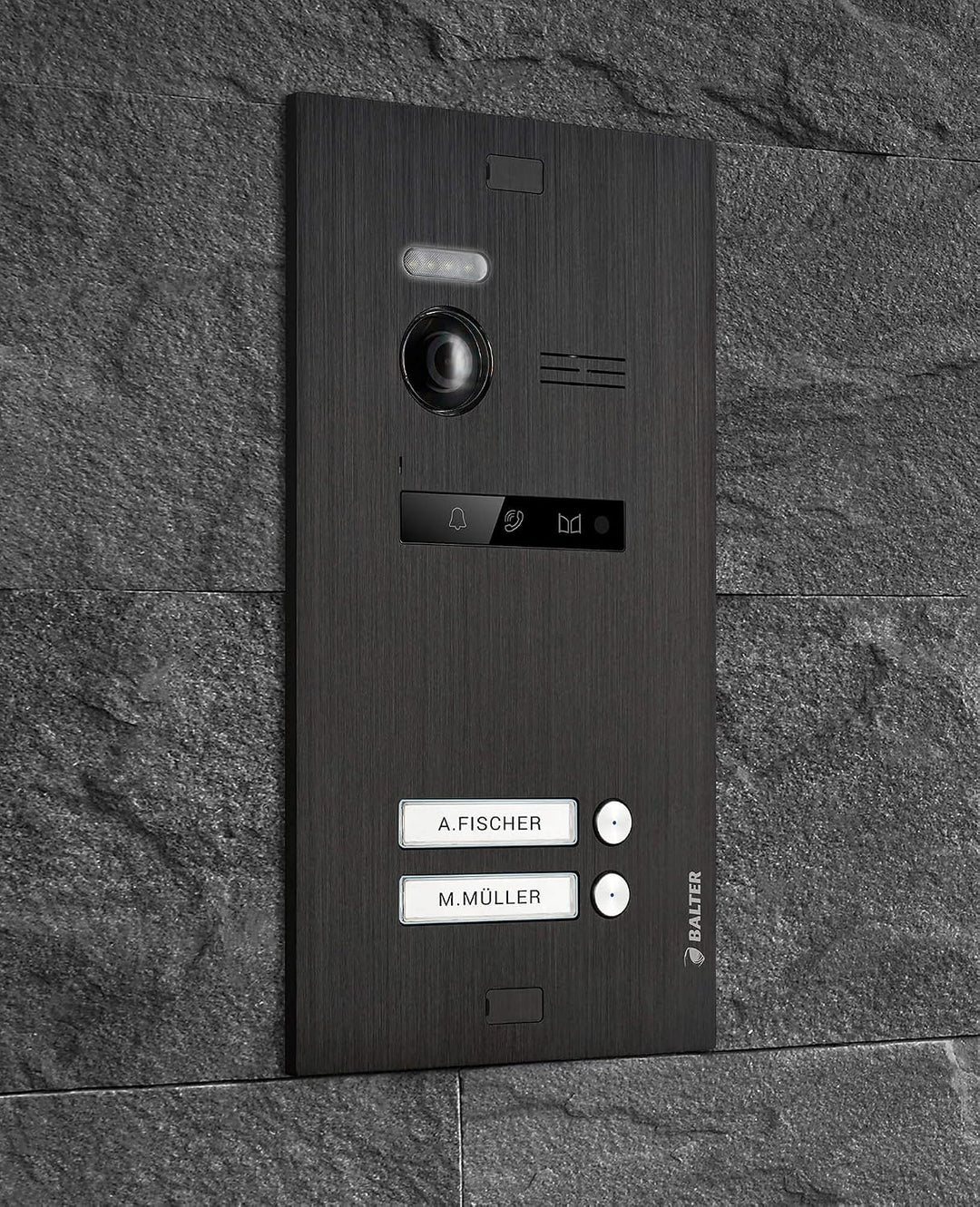 Balter EVO Video Türsprechanlage, Touchscreen, 7 Zoll Monitor Schwarz, Türstation für Mehrfamilienha