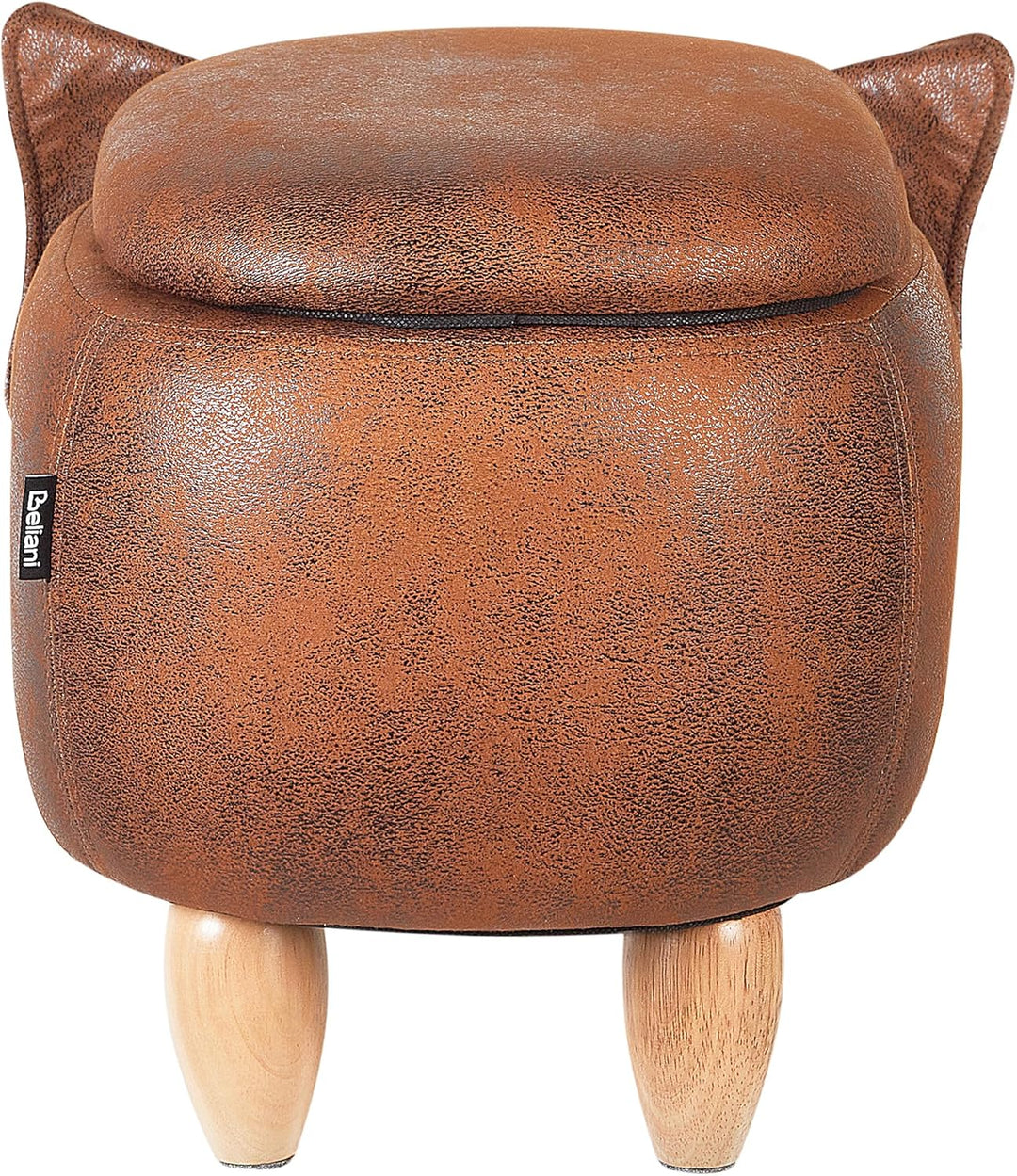 Fröhlicher Elefanten-Hocker Lederoptik mit Deckel für Kinder dunkelbraun Elephant
