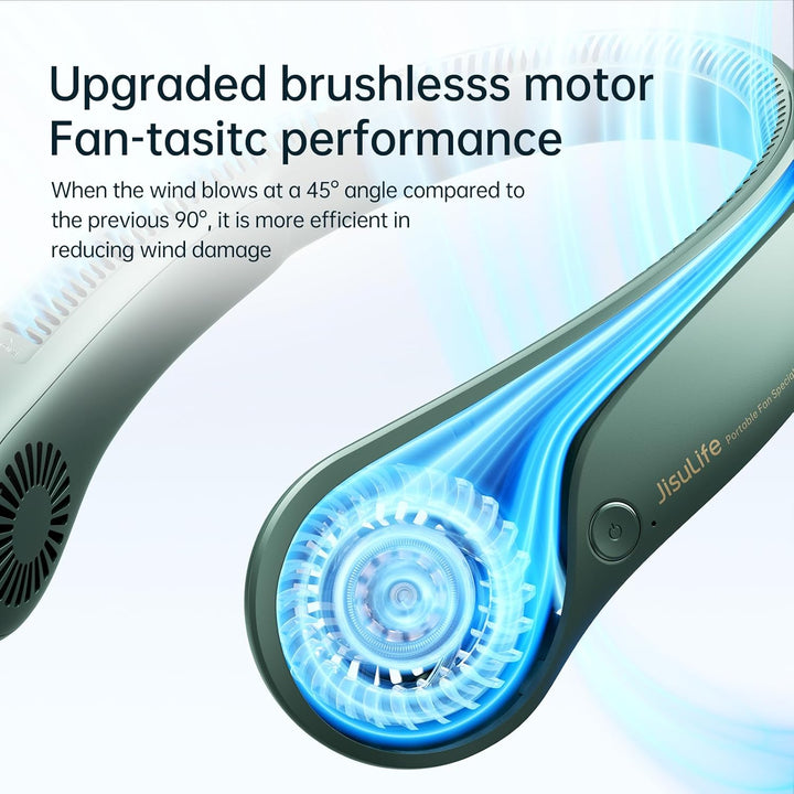 JISULIFE Tragbarer Hals-Ventilator, Hands Free Bladeless Fan, 4000 mAh Batteriebetriebener Persönlic