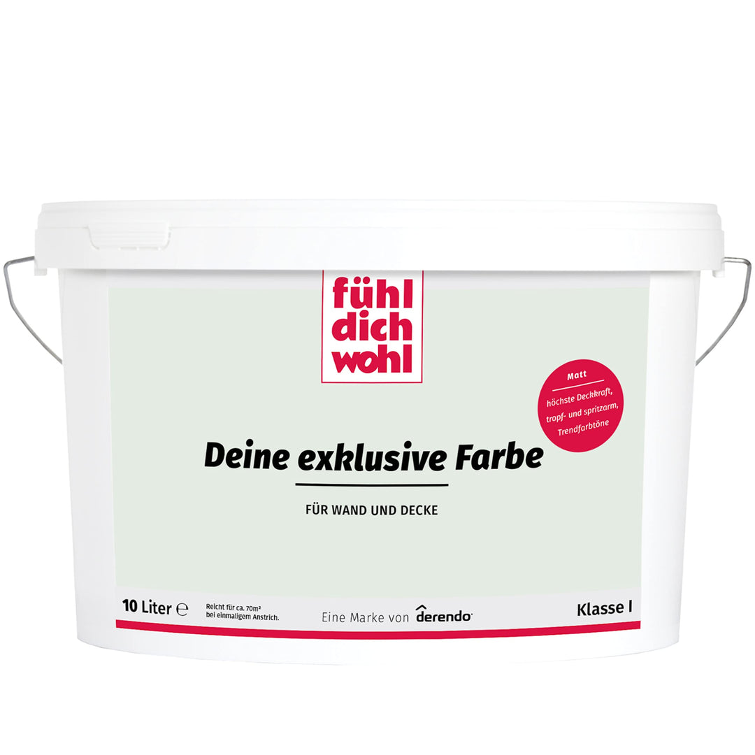 derendo Fühl Dich Wohl Deine Farbe grün, matte grüne Wandfarbe, hohe Deckkraft, verschiedene Grüntön