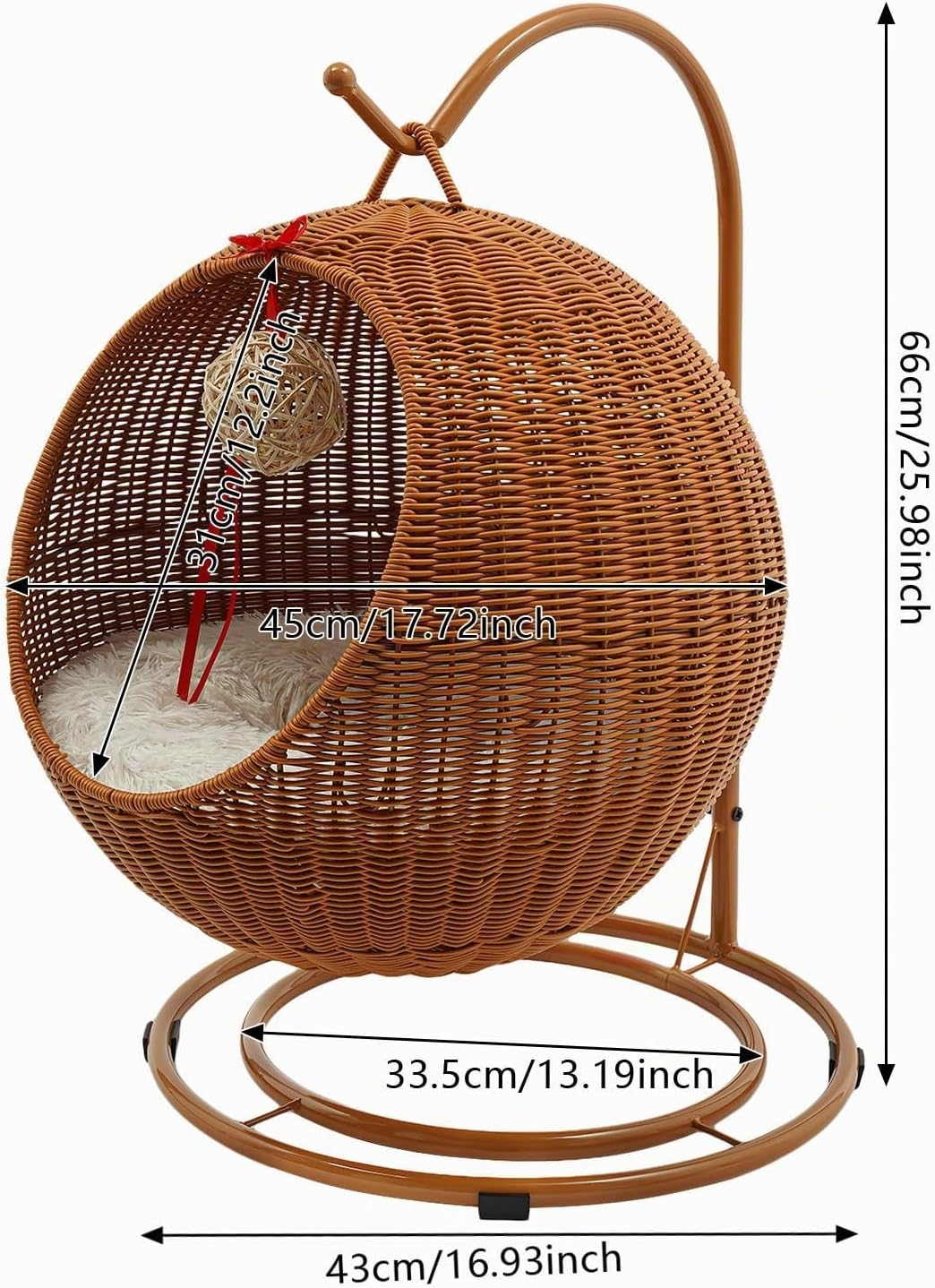 KatzenhäNgematte,Rattan äHnliche HäNgekorb-KatzenhöHle, Freistehend, Gelb Braun Rosa 7,5 Kg Lasten K
