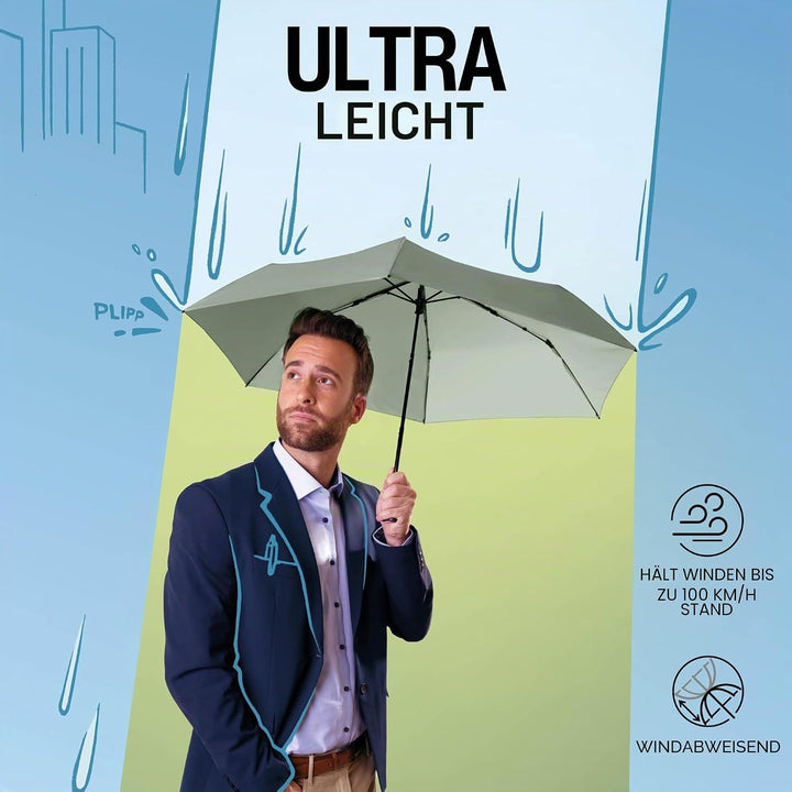 Knirps Taschenschirm Ultra US.050 Slim Manual – Ultra leicht und flach – Sturmfest – Windproof – 21
