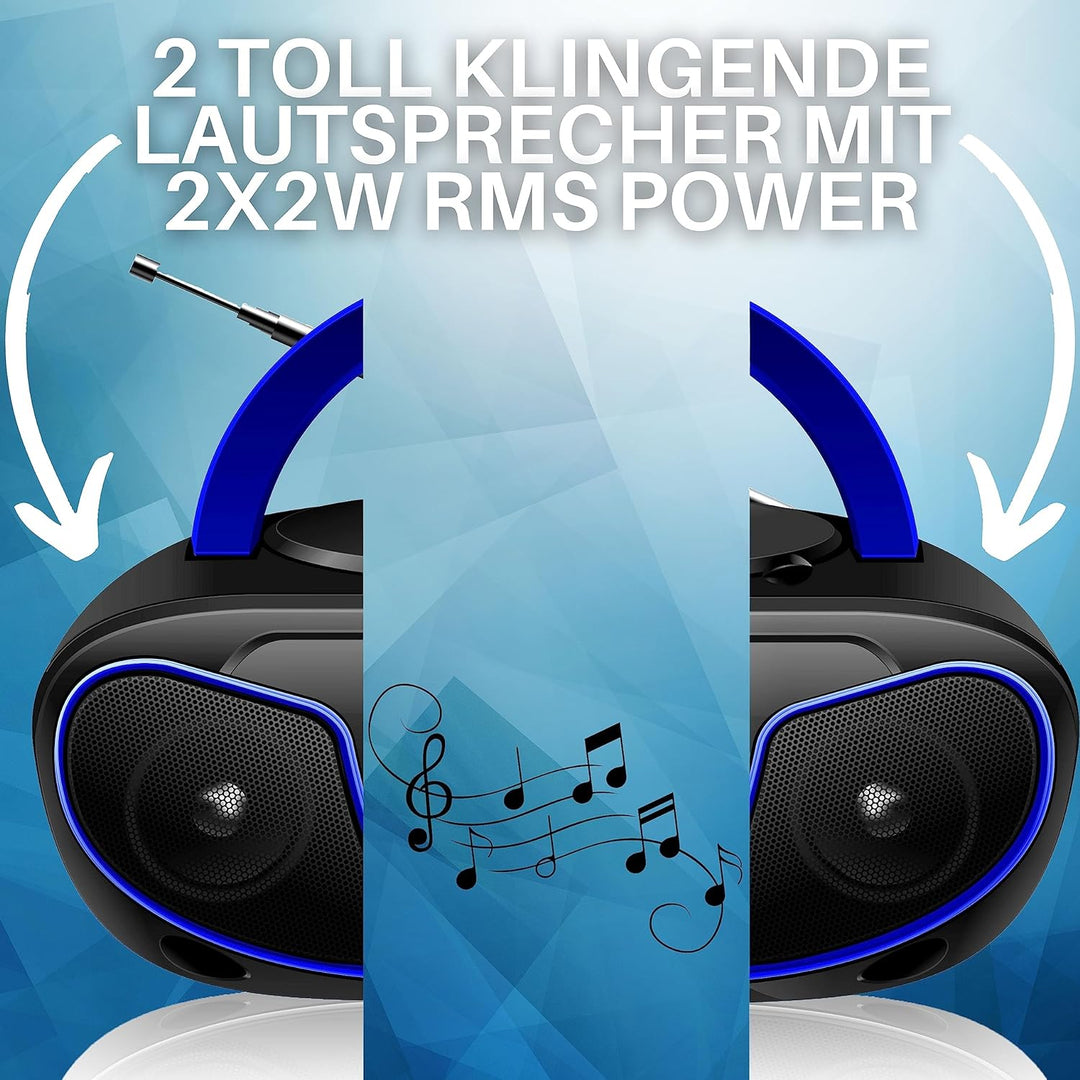Tragbarer CD-Player | Boombox | CD/CD-R | USB | FM Radio | AUX-In | Kopfhöreranschluss | CD Player |