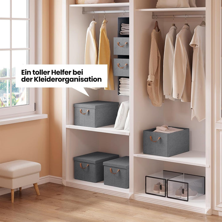 WOLTU Aufbewahrungsboxen 5er Set, Box mit Deckel Griffen, Aufbewahrungskorb faltbar, Stoffbox, Organ